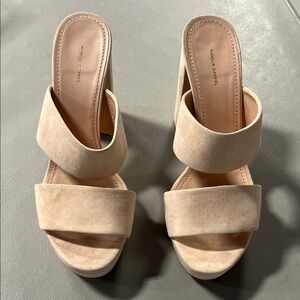 Mansur Gavriel Beige Suede Mules